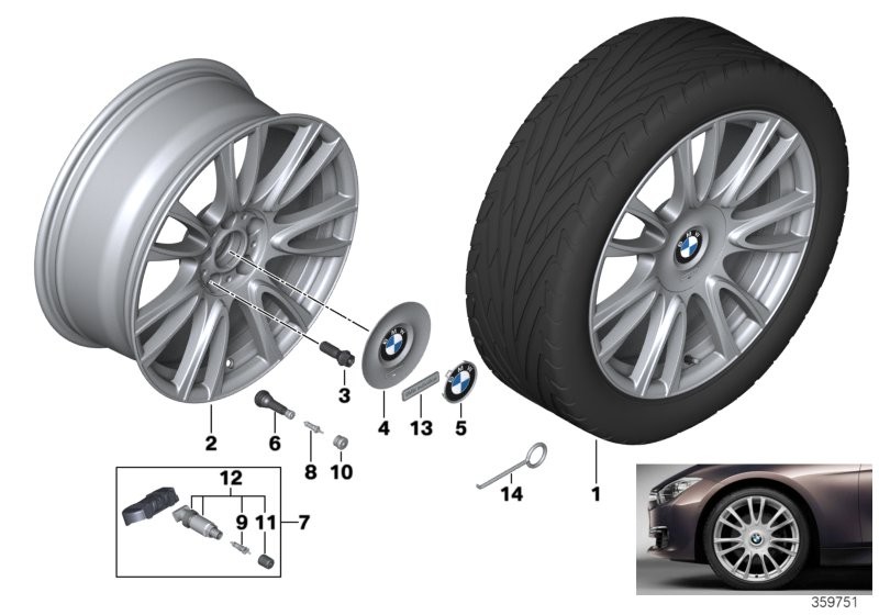 Roue all. BMW Indiv. rayons V 439 -19''