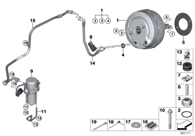 Vacuum pump for brake servo unit
