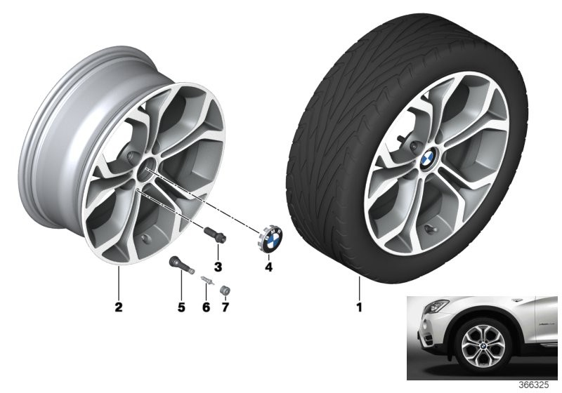 BMW 轻质铝合金轮辋 Y 式轮幅 607-18''