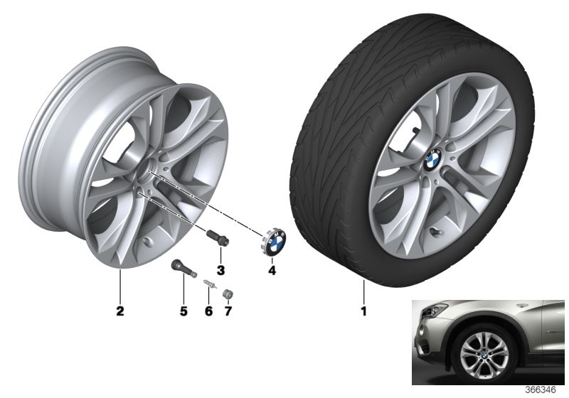 Roue alliage BMW rayons doubles 605-18''