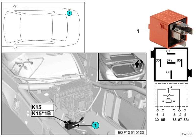 Relay, rear-window drive K15
