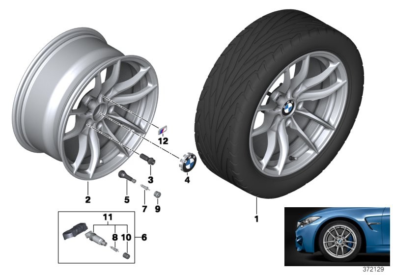 BMW 轻质铝合金轮辋 V 型轮辐 513M - 18''