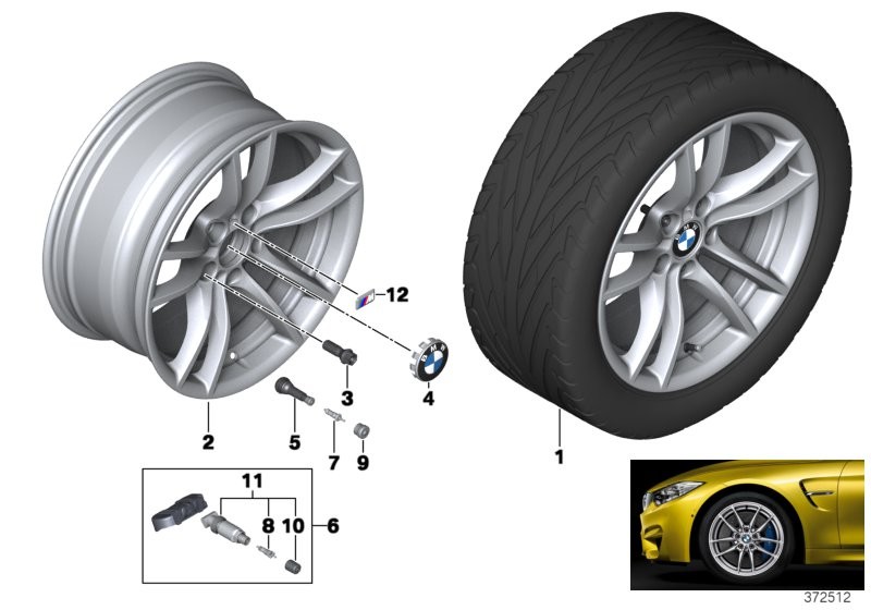 BMW 轻质铝合金轮辋 V 型轮辐 640M - 18''