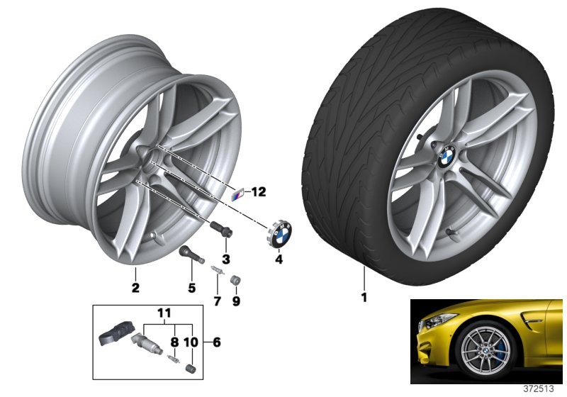 BMW 轻质铝合金轮辋 V 型轮辐 641M - 19''