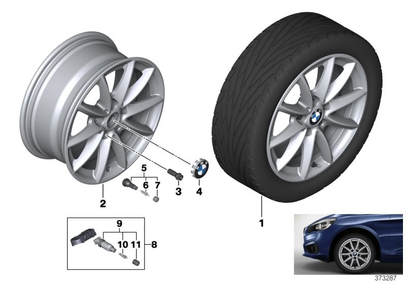 BMW 轻质铝合金轮辋 V 型轮辐 471 - 16'