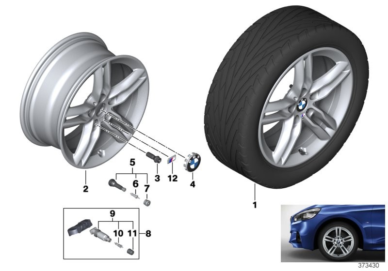 Roue all. BMW M rayons doub. 483M-17''