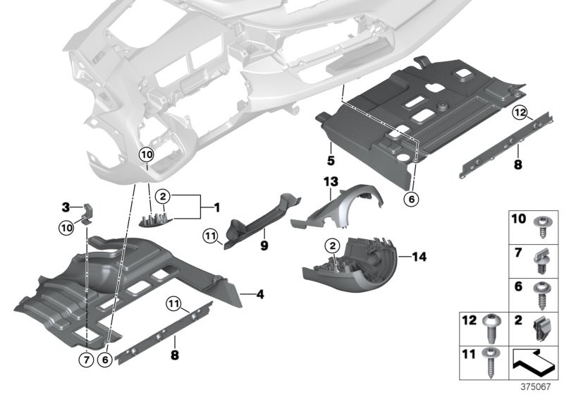 Mounting parts, instrument panel, bottom