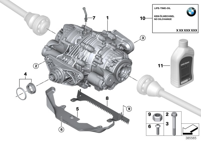 Rear axle differential QMV / Mounting