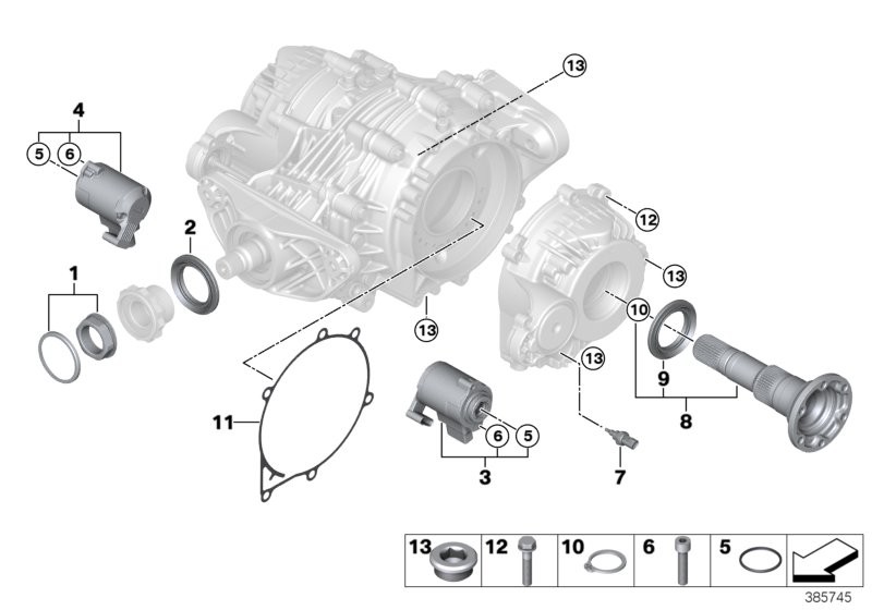 Rear axle diff. QMV sep. components