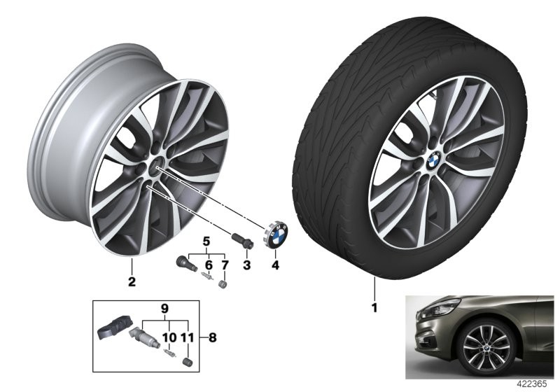 BMW 轻质铝合金轮辋 V 式轮辐 485 - 18''