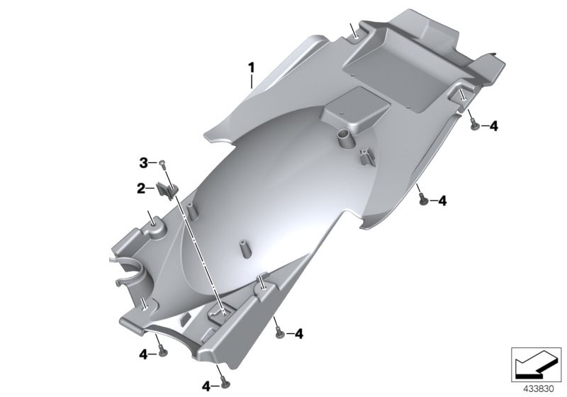 Wheel cover, rear, mounting parts