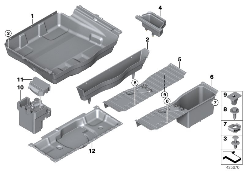 Storage tray, luggage-compartment floor