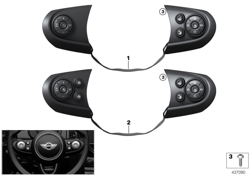 Switch, multifunct.steering wheel, sport
