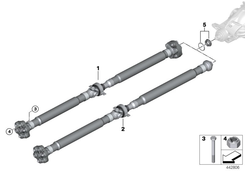 Propeller shaft / recessed nut