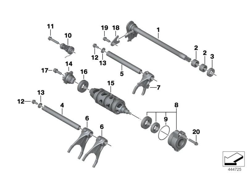 6-speed gearbox shift components