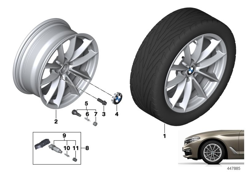 BMW 轻质铝合金轮辋 V 式轮辐 618 - 17''
