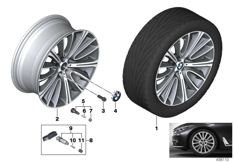 BMW 轻质铝合金轮辋 V 式轮辐 628 - 20''