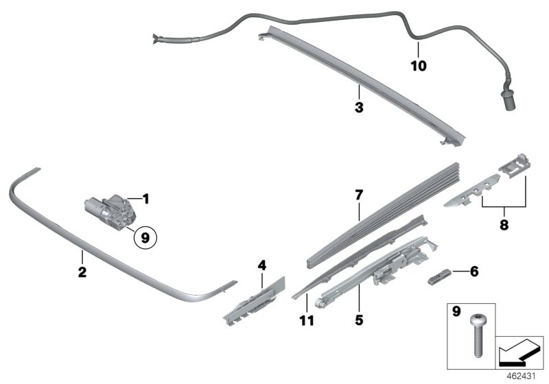 Single parts for sliding lifting roof