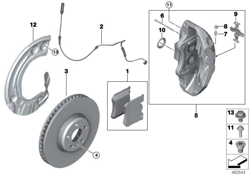 Front wheel brake, brake pad sensor