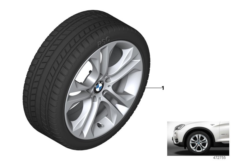 Wint.wheel w.tyre double spoke 605 -18