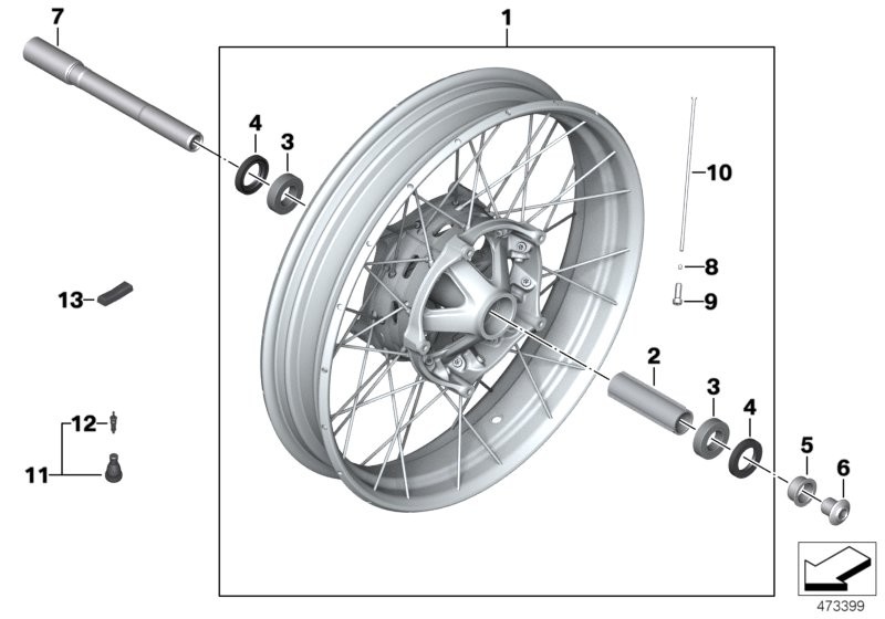 Spoked wheel, front