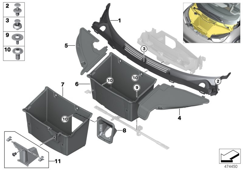 Mounting parts, front
