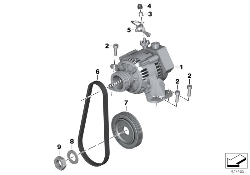 Alternator with motor and mounting