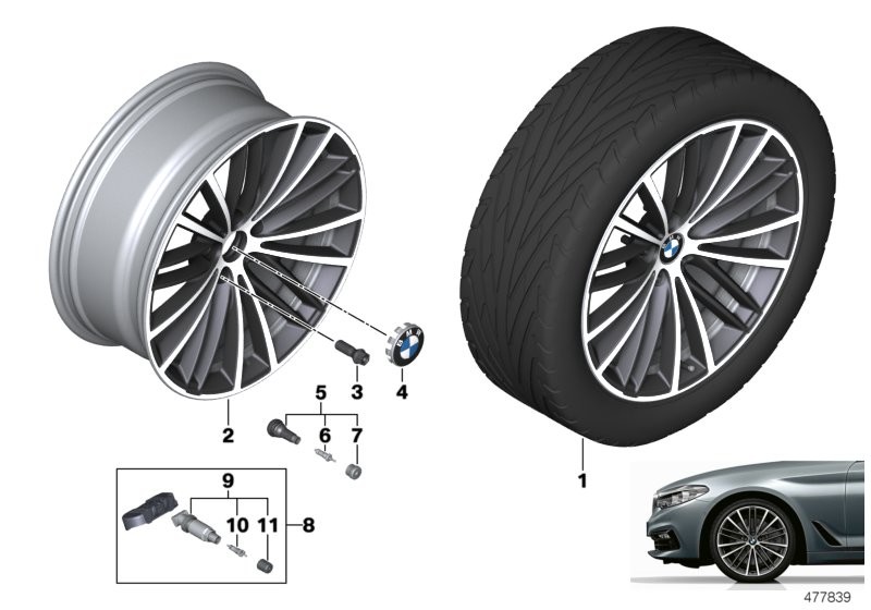 BMW 轻金属车轮 V 型轮辐 635 - 19