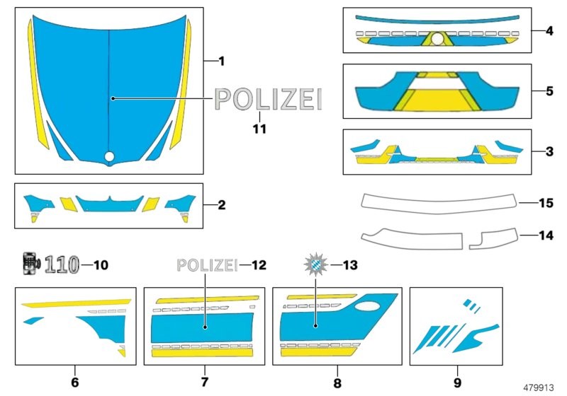 Beklebung Polizei Bayern blau