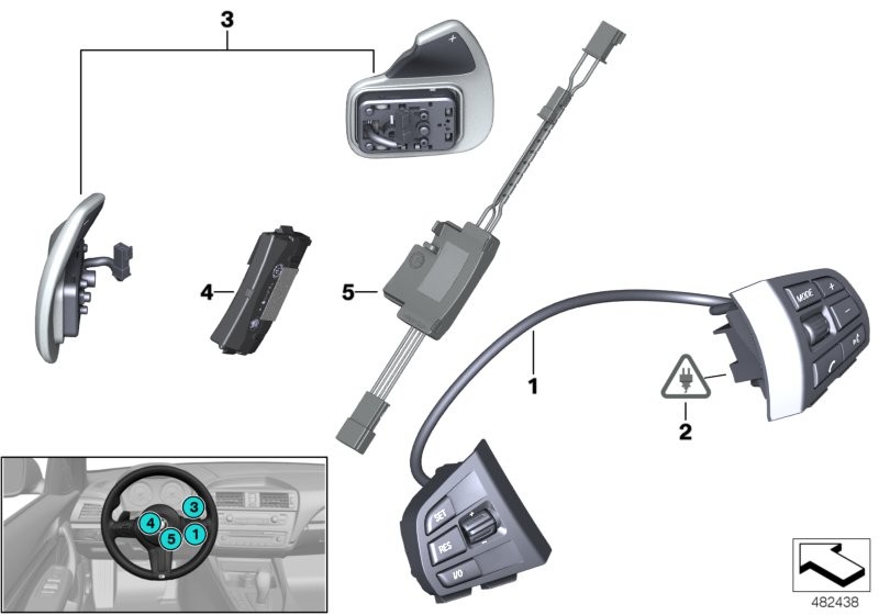 Switch and electronics, steering wheel