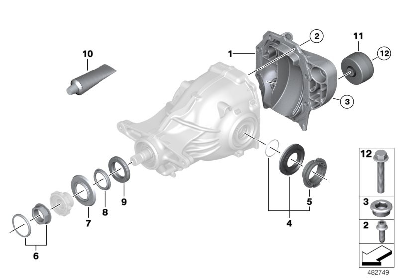 Rear axle diff.separate components - 215