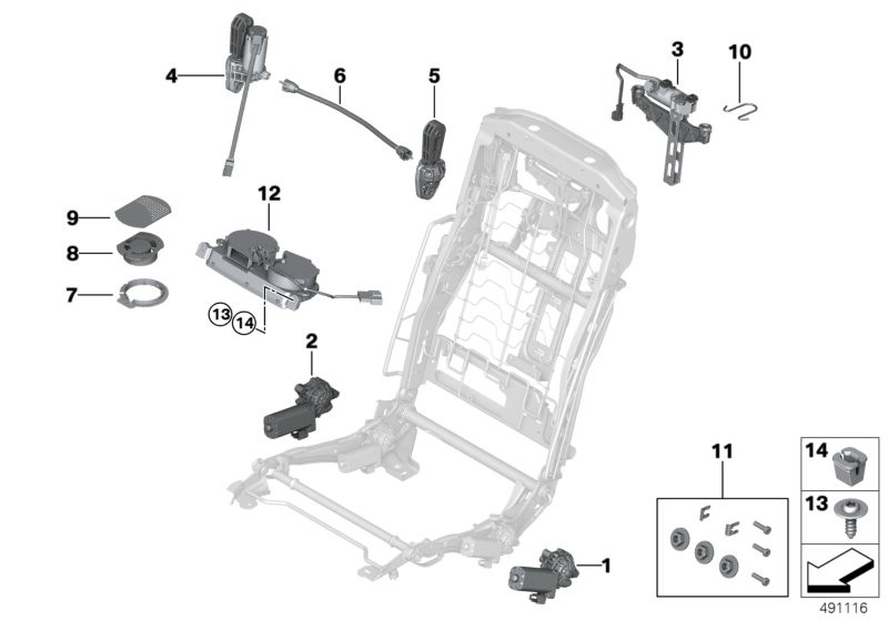 Seat, rear, electrical system and drives