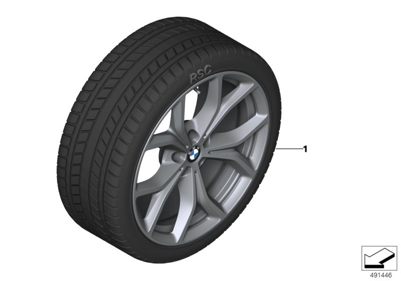 Winter wheel w.tyre V-spoke 735 - 19