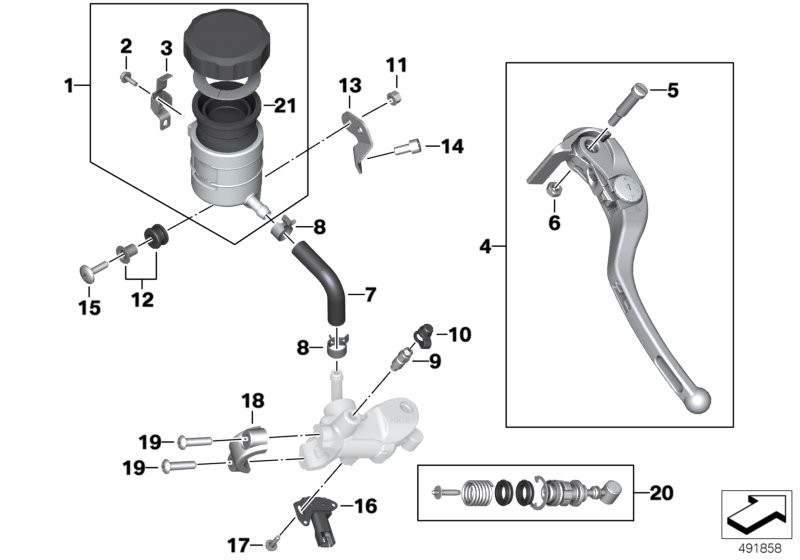 Single parts, handbrake lever