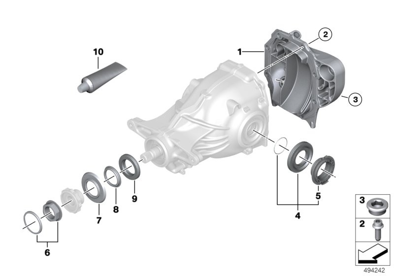 Rear axle diff.separate components - 225