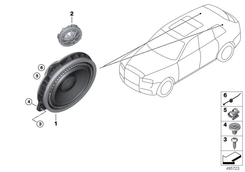 Single parts, speaker, D-pillar