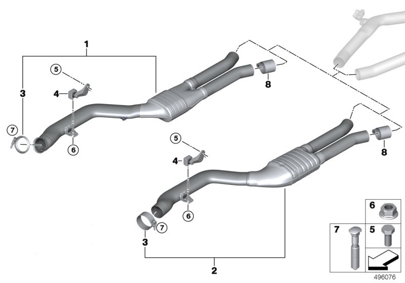 Exhaust system, front
