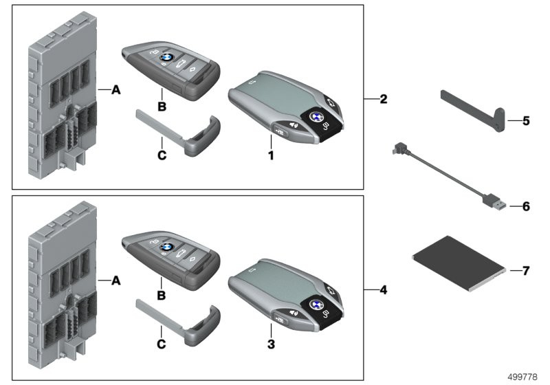 BMW ディスプレイ キー / BDC 装備無線リモート コントロール セット