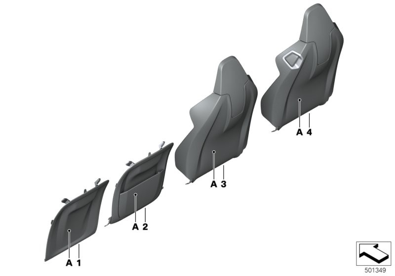 Individual backrest trims rear panel