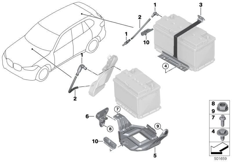 Battery mounting parts