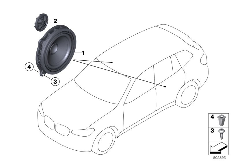 Single parts f rear door loudspeaker