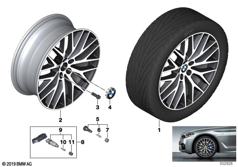 BMW 轻金属车轮 Y 型轮辐 636 - 20