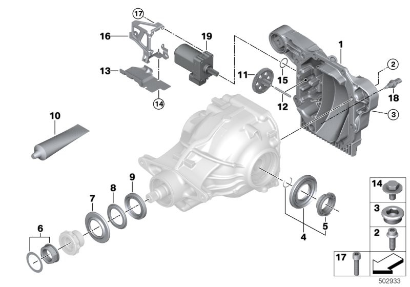 Rear axle diff.sep.components 225ALS