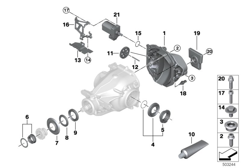 Rear axle diff.sep.components 215LWS