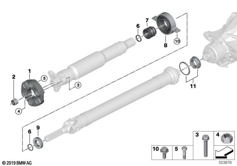 Propeller shaft/centremount/recessed nut