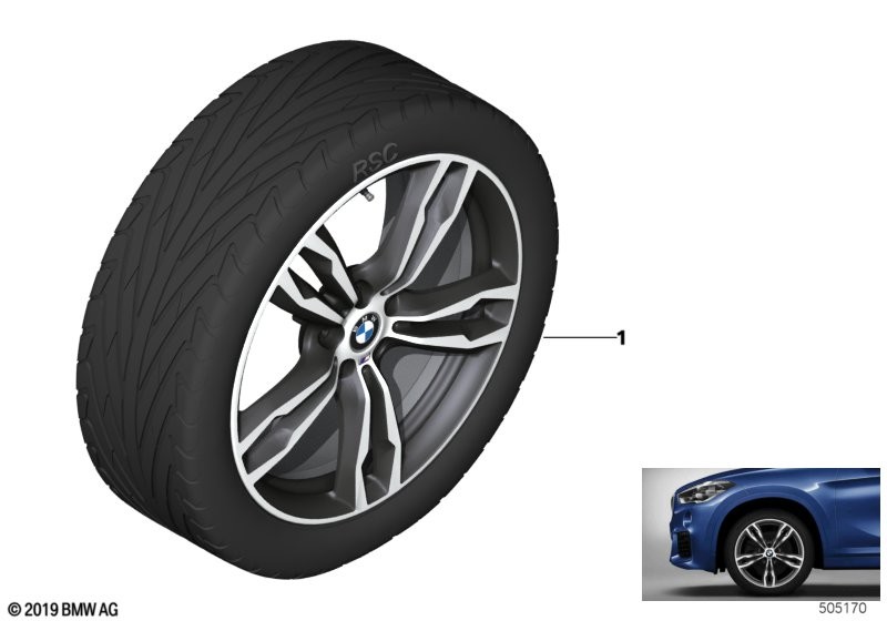 BMW 轻质铝合金轮辋 M 双轮辐 572M - 19