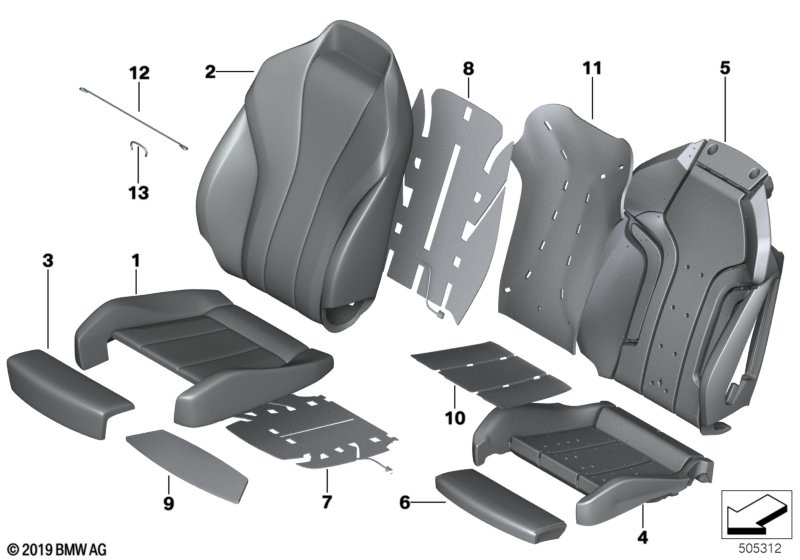 Front seat cushion & cover M sport seat