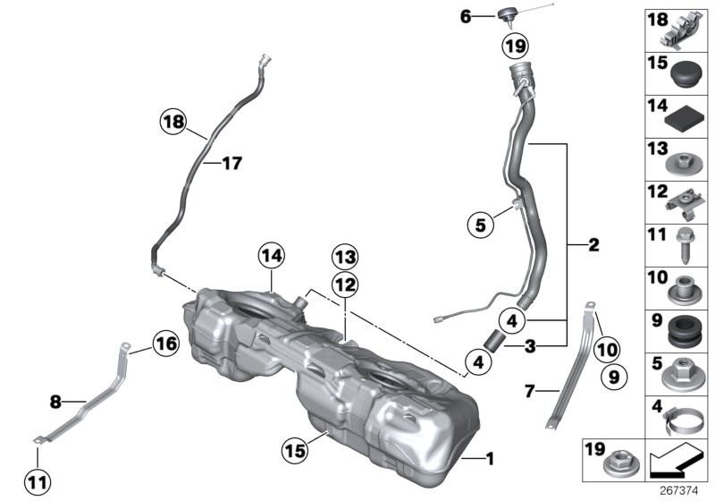 BMW Serbatoio del carburante/pezzi di montag