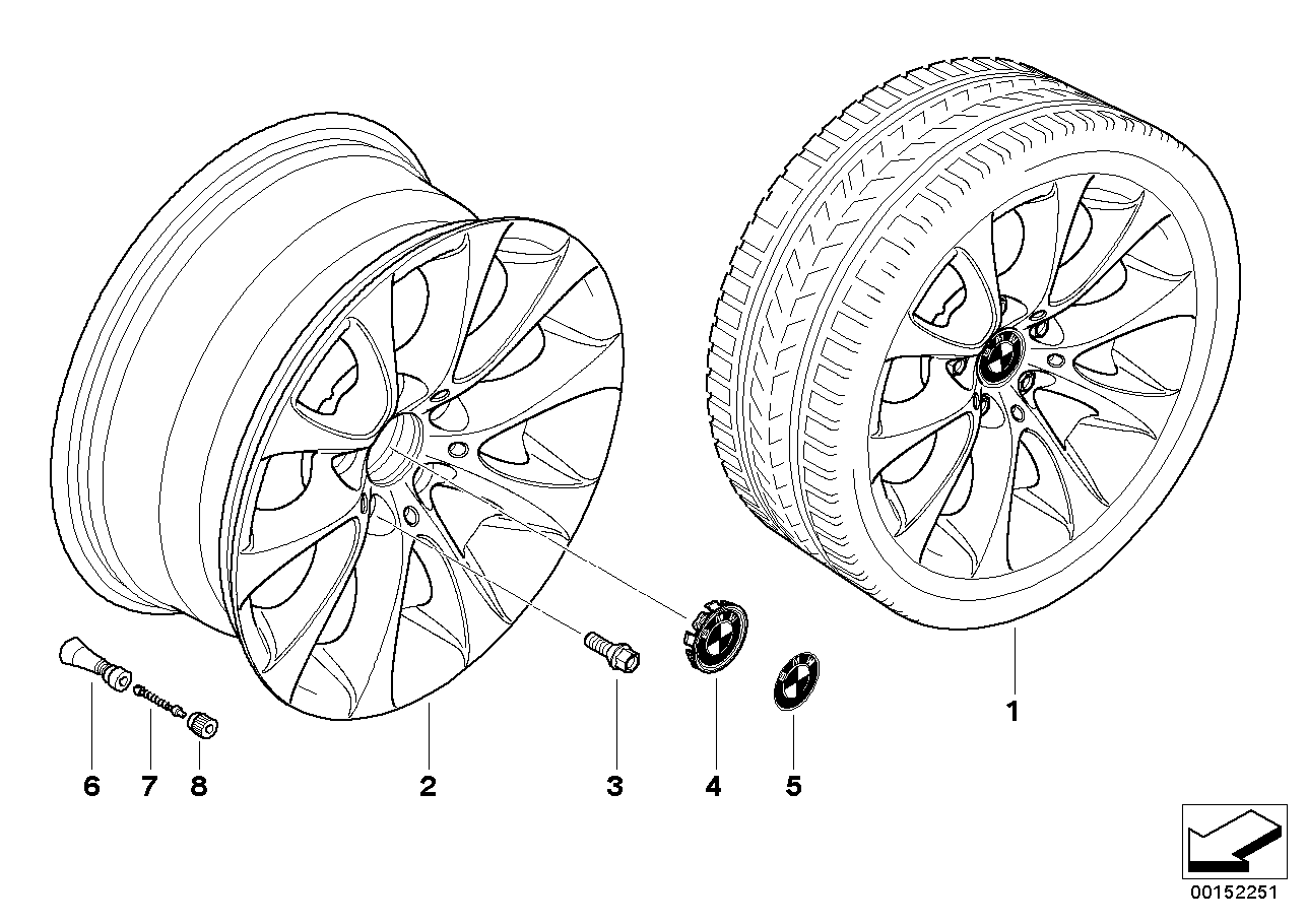 BMW Cerchio in lega BMW raggi a V 188