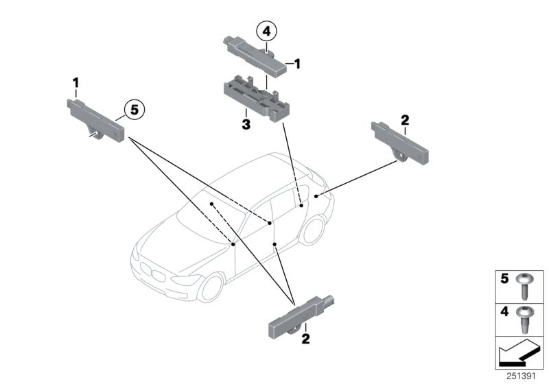 BMW Singoli comp. antenna accesso comfort